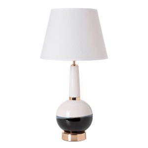 LÁMPARA BASE CERÁMICA Y METAL. PANTALLA BLANCA