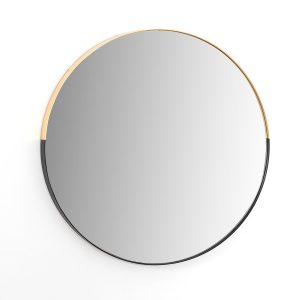 ESPEJO REDONDO MARCO NEGRO MATE Y ORO 80,5X80,5X4 cm