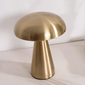 LÁMPARA PORTATIL METAL DORADO, RECARGABLE CON CABLE USB. 21*19 CM (4 POSICIONES LUZ)