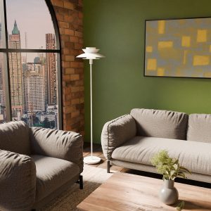 LÁMPARA PIE DINA. BLANCO MATE.