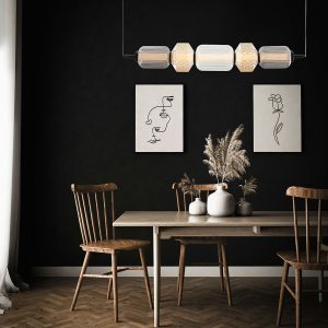 LÁMPARA TECHO BOHEME. CRISTAL TALLADO ÁMBAR, TRANSPARENTE Y AHÚMADO. BASE NEGRA