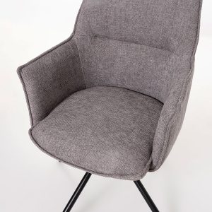 SILLA ROSE GIRATORIA 360º. TAPIZADO GRIS, PATAS METAL NEGRO