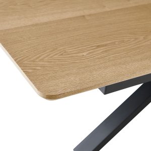 MESA EXTENSIBLE 160-200*90*75CM, TAPA CHAPA ROBLE, PATA METALICA NEGRA