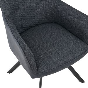 SILLON LEIA, ASIENTO GIRATORIO 360º CON RETORNO. TAPIZADO GRIS MARENGO ANTIMANCHAS, PATAS METAL NEGRO