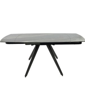 MESA EXTENSIBLE 120/180*80*75 CM, TAPA PORCELANICO NEGRA Y BASE METAL NEGRO