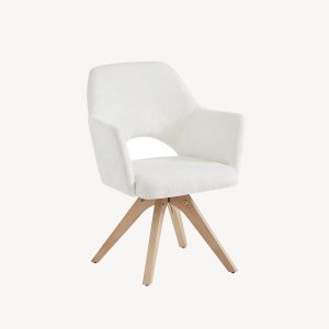 SILLA ANKER GIRATORIA 360º, TAPIZADO BEIGE, PATAS MADERA. 81*62*59 CM