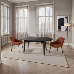 SILLA BELMONT, TAPIZADO CALDERA, PATAS METAL NEGRO