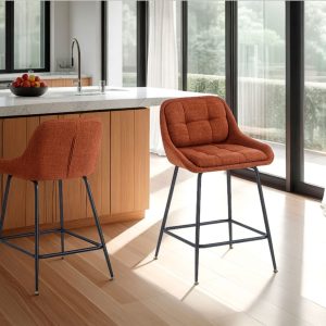 TABURETE BELMONT, TAPIZADO CALDERA, PATAS METAL NEGRO, ASIENTO 65 CM. 80*54*55 CM