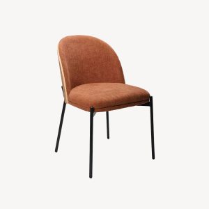 SILLA INGRID 80*51*59 CM, ASIENTO CHAPA ROBLE CURVADO, TAPIZADO EN COLOR CALDERA Y PATAS METALICAS EN NEGRO, TEJIDO AQUACLEAN