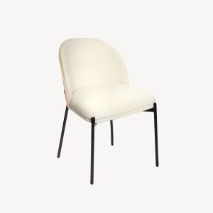 SILLA INGRID 80*51*59 CM, ASIENTO CHAPA ROBLE CURVADO, TAPIZADO BEIGE Y PATAS METALICAS EN NEGRO, TEJIDO AQUACLEAN