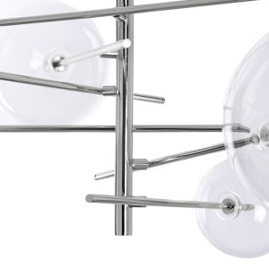 LAMPARA TECHO 6 BOLAS CRISTAL, BOMBILLAS LED. COLOR PLATA CROMADO. 100*70*70 cm