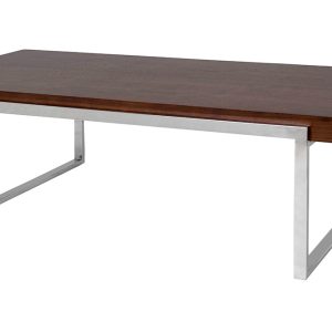 MESA SOFA ACERO + MADERA NATURAL. 140*63*39 cm