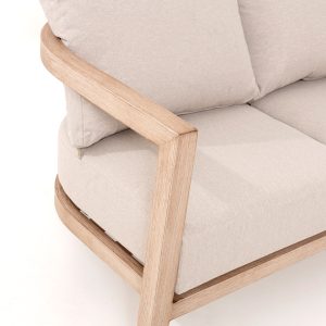 SET 4 EXTERIOR AVA, SOFAS Y MESA DE CENTRO ALUMINIO EFECTO MADERA Y TEJIDO BEIGE