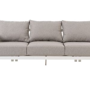 SET 4 EXTERIOR AVA, SOFAS Y MESA DE CENTRO ALUMINIO BLANCO Y TEJIDO BEIGE