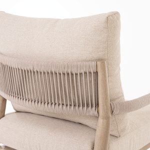 SET TERRAZA FORMENTOR, SOFAS Y MESA DE CENTRO ALUMINIO IMITACIÓN MADERA Y ASIENTOS BEIGE