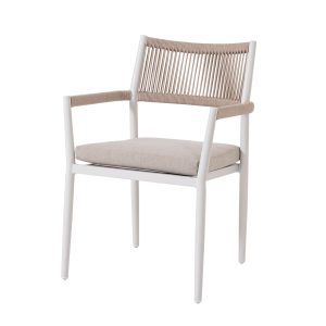SILLA MACARELLA ALUMINIO BLANCO Y ASIENTO BEIGE