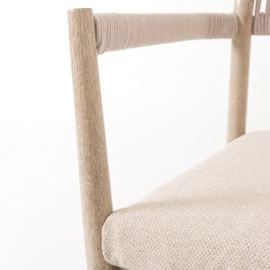 SILLA MACARELLA ALUMINIO IMITACION MADERA Y ASIENTO BEIGE