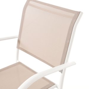 SILLA VALENTINA APILABLE, ALUMINIO BLANCO Y TEXTILENE BEIGE. 86*56*64 CM