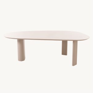 MESA PARA EXTERIOR PAULA 240*120*75 CM, ALUMINIO BEIGE Y PORCELANICO EFECTO MARMOL BEIGE