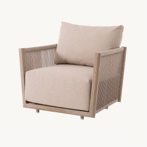 BUTACA FILOMENA ESTRUCTURA ALUMINIO EFECTO MADERA, RESPALDO Y LATERAL CUERDA SINTETICA, TEJIDO HIDROFUGO