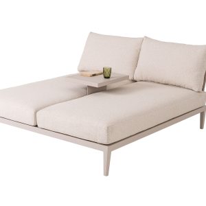 TUMBONA DOBLE RECLINABLE DE EXTERIOR FILOMENA, ALUMINIO BEIGE, TELA JASPEADA HIDROFUGA, RESPALDO CUERDA SINTETICA
